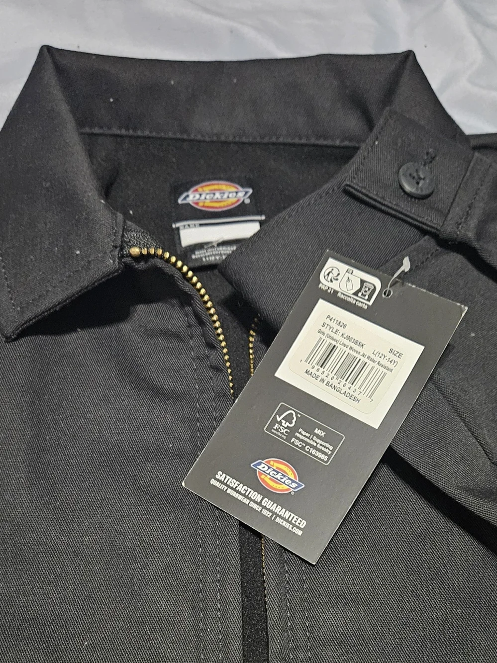 Dickies Black Kids Raincoat with Gold Zipper